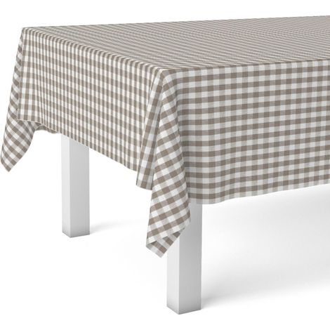Nappe Toile cirée Lavable rectangulaire 100x140 cm Vichy Taupe (1/4)