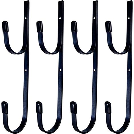 Garage Double Crochet, 4 Pièces Crochets Muraux pour Garage Noir Porte Outils de Jardin Muralo avec Vis Universel Crocheto Garage (1/5)