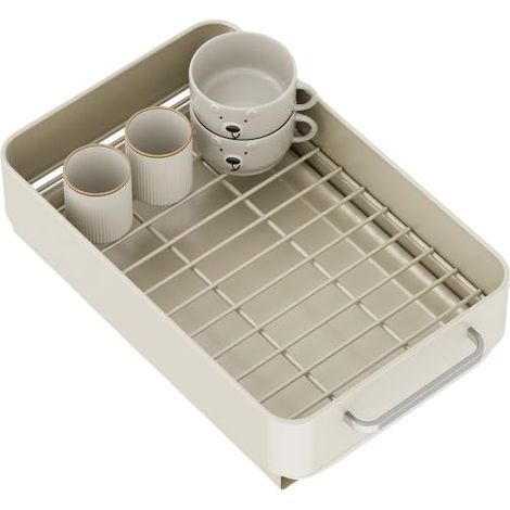 Égouttoir à Vaisselle Extensible - 2 en 1 - avec Tapis d'égouttement - Étagères de Rangement pour armoires de Cuisine - 25 x 39 x 10 cm (l x P x H) (1/5)