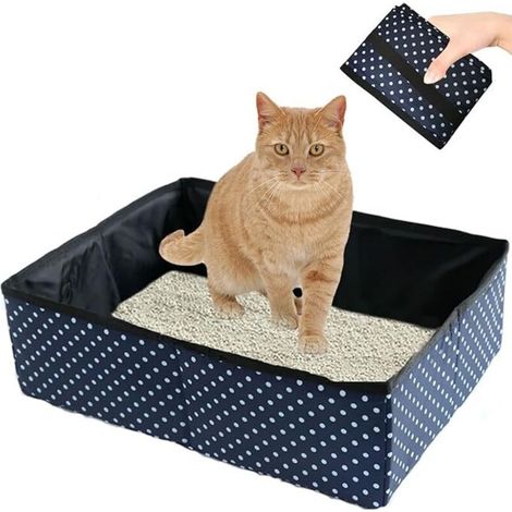 Bac à litière pliable pour chat – Imperméable et facile à nettoyer – Dimensions 40x30x13 cm – Idéal pour voyages et camping (1/3)
