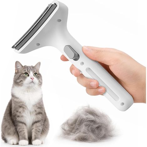 Brosse Chien et Chat Poil Long et Court, Brosse Sous Poil Chien avec Bouton Realease, Peigne Démêlage, Nettoyage en 1 Clic Éliminer Nœuds et Poils Morts Azul (1/5)