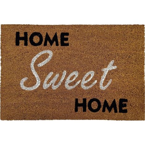 Kokos-Fußmatte - "Home Sweet Home 2" - 50 x 80 cm - Rutschfest, staubfrei & effektiver Schmutzabrieb