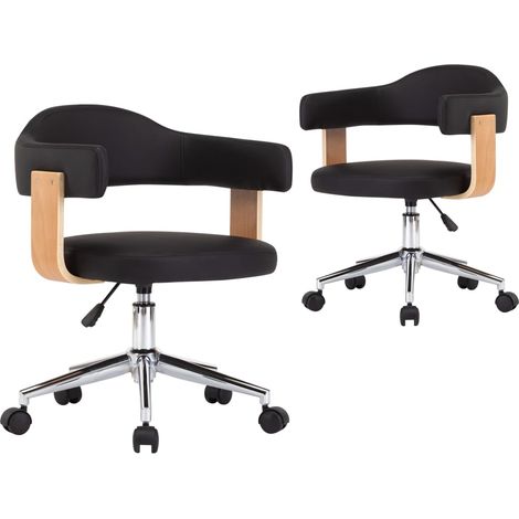 Maison Exclusive - Esszimmerstühle 2 Stk. Drehbar Schwarz Kunstle (1/5)