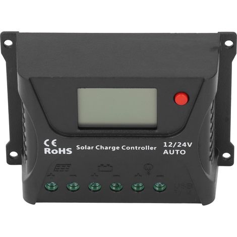 Solar-Laderegler mit PWM-Entladesteuerung, LED-Anzeige und USB-Anschluss (10 A, 12 V, 24 V) für Batterien (1/5)