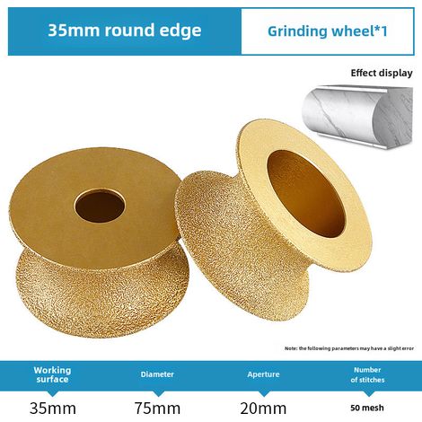 Meule à meuler en pierre à bord semi-circulaire pour le meulage du marbre, du quartz, des carreaux de pierre, le brasage et le polissage. Disque de meulage diamanté pour meuleuse d'angle (épaisseur de (1/5)