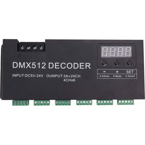 Contrôleur de Lumière LED RVB, Décodeur DMX LED de Contrôle Flexible 24 Canaux pour Scène Contrôleur de Lumière LED RGB (1/5)