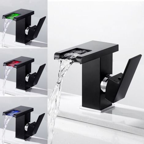 Robinet de lavabo cascade LED RGB Robinet de salle de bain Lavabo Mitigeur monocommande (1/5)
