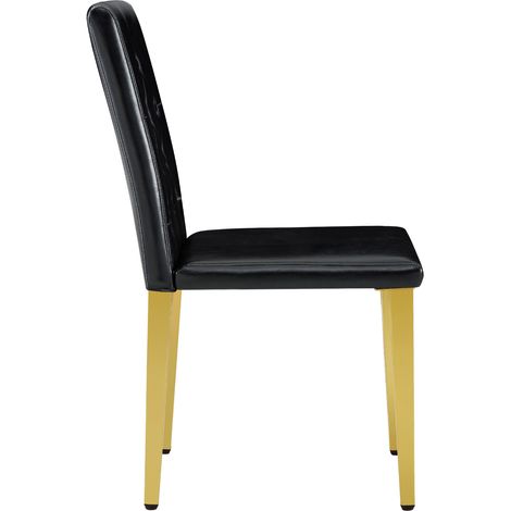 Ensemble table ronde en verre 85 cm avec 4 chaises noires et dorées design moderne (1/5)