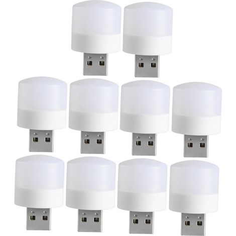 Veilleuse USB LED Ultra Mini 10 Pièces, Blanc, sans Scintillement (1/5)