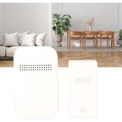 Sonnette de porte autonome avec récepteur Sonnerie automatique Bouton poussoir Sonnette de porte sans fil-- (1/4)