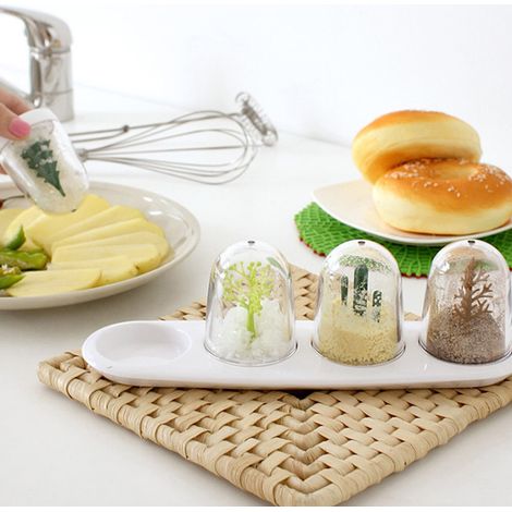 Set mit 4 Gewürzgläsern in Waldtierform, Tischdekoration, Salzstreuer, Zuckerdose, kreatives Gewürzglas, botanisches Set (1/4)