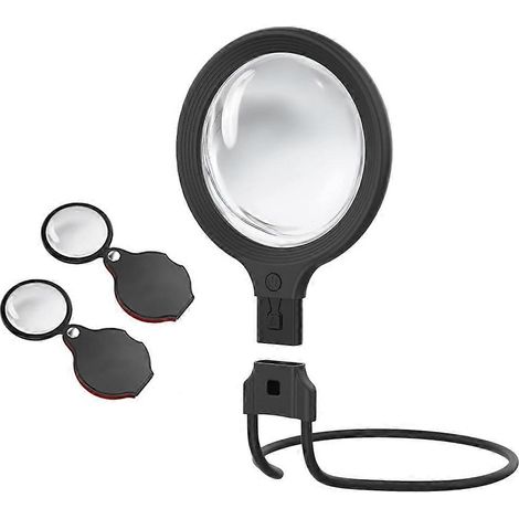 Nackenlupe mit Licht für präzises Arbeiten, 5-fache, 14 cm große, tragbare Leuchtlupe zum Lesen von Büchern (1/5)
