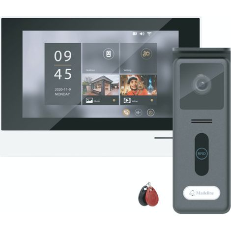 Visiophone filaire écran tactile 7'' – déverrouillage RFID – vision nocturne – enregistrement sur carte micro SD – 2 fils – Chacon