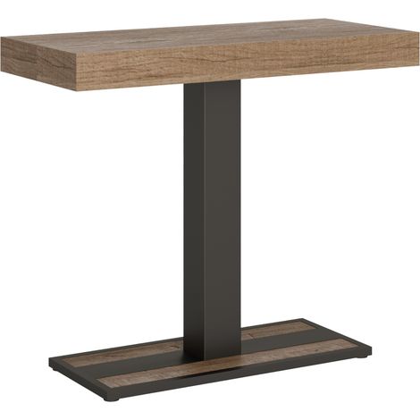 Console extensible bois clair et pieds métal anthracite 8 personnes 40 à 196cm Cali (1/5)