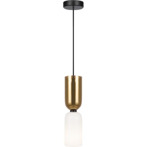 Maytoni Memory Lampadario a sospensione moderno e sottile, nero, 1xE14, bianco, paralume oro (1/5)