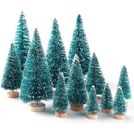 (Blaugrüner) Miniatur-Weihnachtsbaum – Partydekoration – 15-teilig – Kunststoff + Holz – Blaugrün – Für den Innenbereich (1/4)