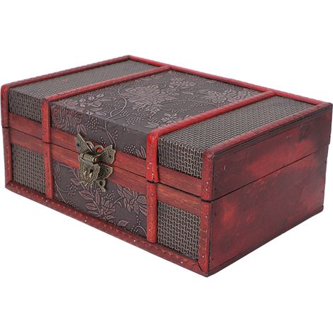Coffret cadeau rétro en bois avec charnière en alliage, coffre de rangement décoratif pour huiles essentielles, trésor, bureau et maison, boîte à bijoux vintage (1/5)