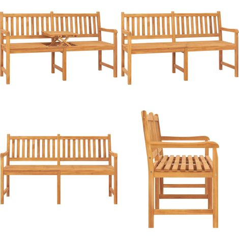 Panca Giardino 3 Posti con Tavolino 150 cm Legno Massello Teak - Tavolino da giardino - Panca in teak