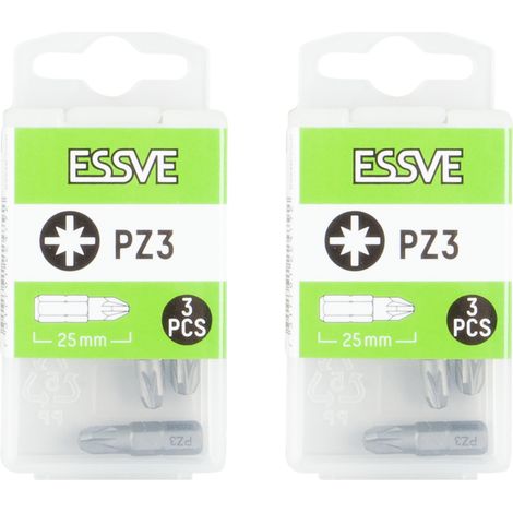ESSVE Punta per cacciavite di precisione Pozidriv PZ3 da 25 mm, 3 pezzi x2 (1/3)
