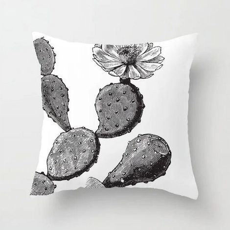 Taie D'oreiller - Coton Linen - Imprimé Cactus - Double Face - Pour Canapé Chaise Bureau Lit Voiture - 40x40 cm (1/5)