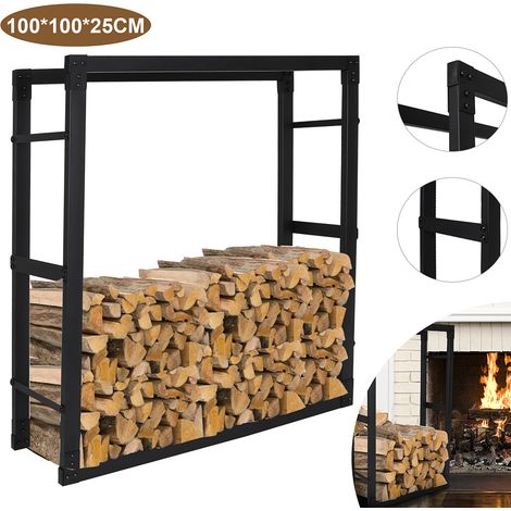 Jiubiaz scaffale per legna da camino aiuto per impilare 100×100×25 cm in metallo resistente alle intemperie deposito per legna da ardere (1/5)