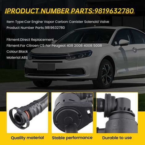 1 color: Black Material: ABS Automotive carbon canister solenoid valve 9819632780 Suitable for snow. (1/5)