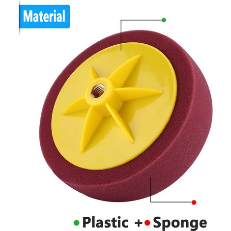 Kit de polissage en éponge de 15 cm (6 pouces) pour polisseuse de voiture, rouge vin (1/5)