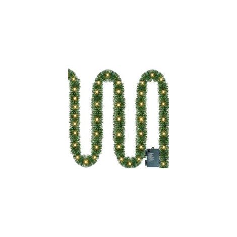 Christmas Garland with Lights, LED Christmas Garland Decoration, Green Artificial Greenery Garland, Battery Powered Garland with Lights (1/5)