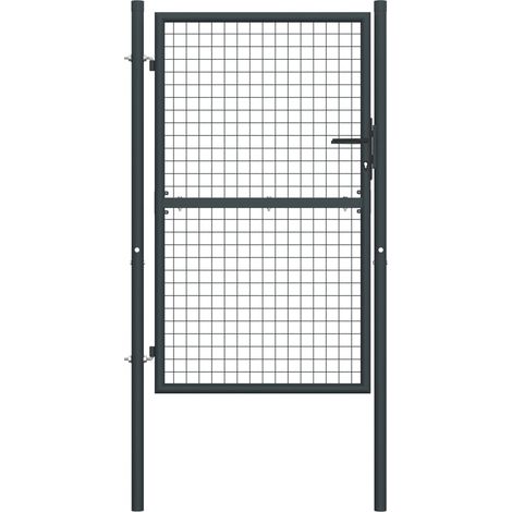 Portail en maille de jardin Portillon Grillage Portail de Clôture Acier galvanisé 100 x 250 cm Gris 16311 (1/5)