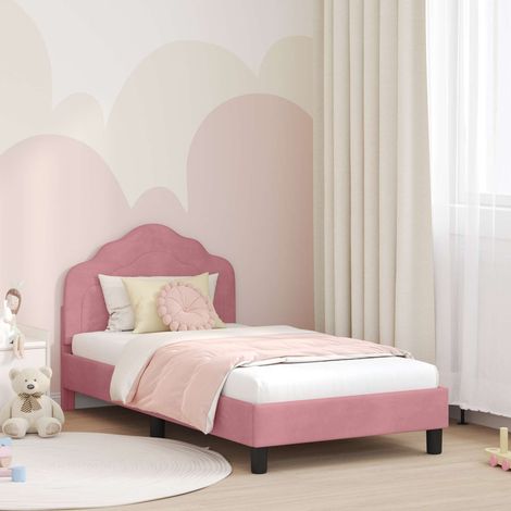 Kinderbettgestell mit Kopfteil Rosa 80 x 160 cm Samt (1/5)