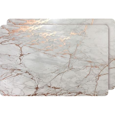Lot de 2 Sets de Table rectangulaires en liège pour Table de Salle à Manger, résistants à la Chaleur, faciles à Nettoyer, antidérapants 30,5 x 46 cm, marbré Rose doré (1/5)