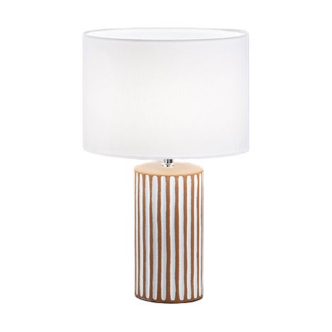 Lampe De Table Perenz En Céramique Marron Avec Abat-Jour Tissu D.28 Cm H46 Cm, 1Xe27 Max 60W, Finition Chaleureuse (1/3)