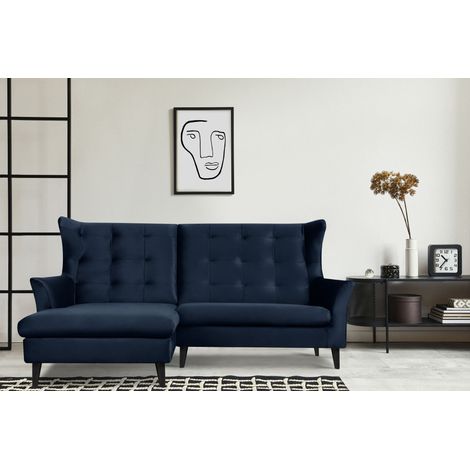 KONSIMO SALIS Gepolstertes Ecksofa linksseitig auf Beinen, Marineblau (1/5)