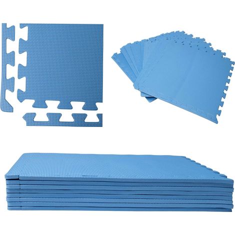 Werka Pro – Dalle pour piscine bleu 50x50cm – Épaisseur 1cm – Lot de 8 pièces – Bords de finition inclus