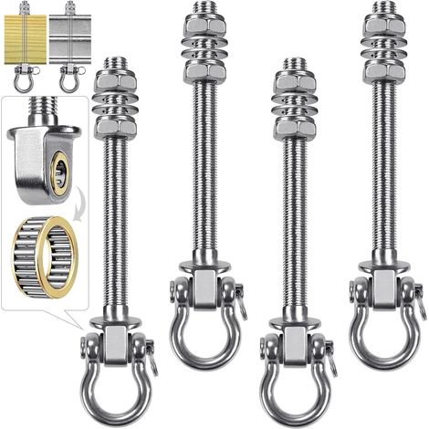 4pcs Boulons de Suspension 22.5cm Hamac Suspension pour Balançoire Kit Palier de Montage Pivotant pour Chaise d'intérieur/d'extérieur, Corde de Yoga, Sac de Frappe, Sac de Sable, 1500lbs (1/5)