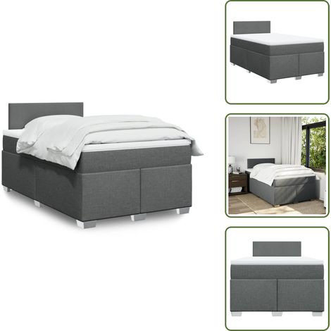 Sommier à lattes de lit avec matelas gris foncé 120x190cm tissu - Sommier À Lattes De Lit - Sommiers À Lattes De Lit - Lit - Meuble De Chambre À Coucher (1/5)
