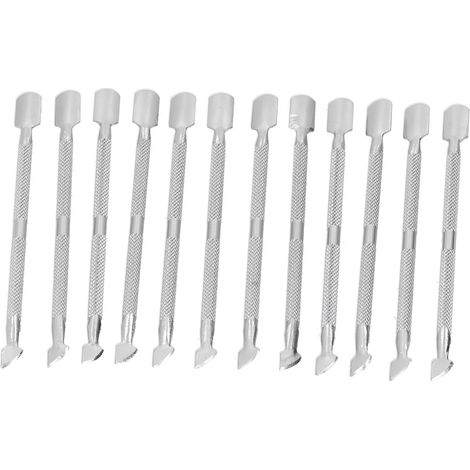Lot de 12 bâtonnets de colle à double extrémité en acier inoxydable avec raclette, outil manuel de collage du cuir (1/5)