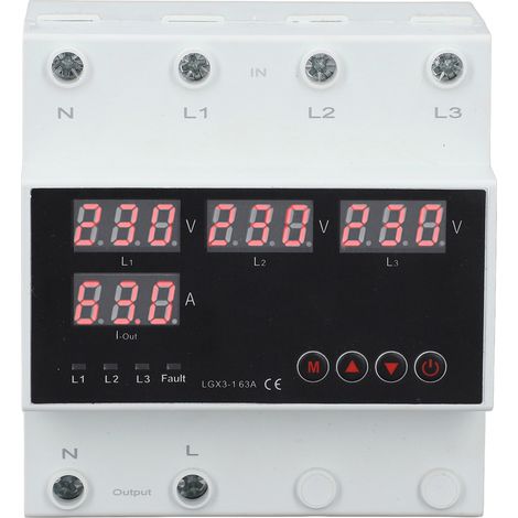Commutateur de transfert automatique ATS 63A 3PH Écran LED Protecteur de tension réglable pour générateur onduleur AC220V(230-300V Maximum 140-220V Min) (1/5)