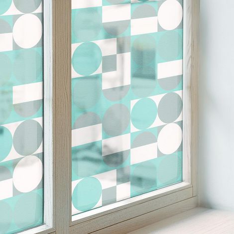 Sichtschutzfolie 200x146 cm Dekorativ Folie für Badezimmer Schlafzimmer Milchglas Selbstklebend Sichtschutz Fenster Blickdicht Geometrische Formen