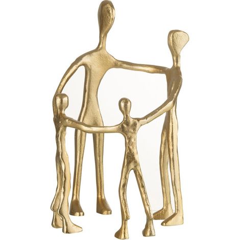 Statuette Déco "Famille en Cercle" 31cm Or