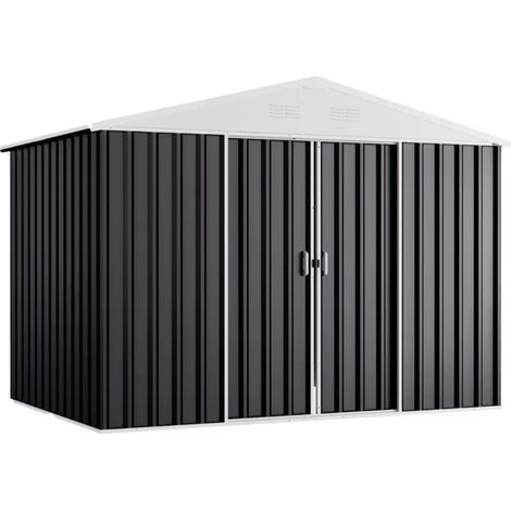 casetta da giardino domus "l new" in metallo grigio con porte scorrevoli 267x173x194 cm
