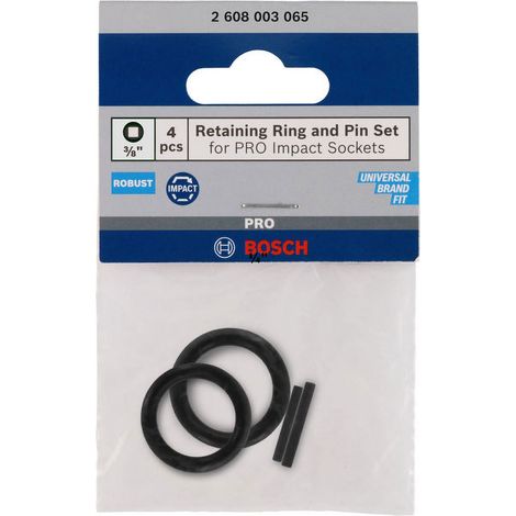 Bague de retenue et goupille Bosch pour douilles PRO Impact, 3/8 pouces, 4 pièces - 2608003065