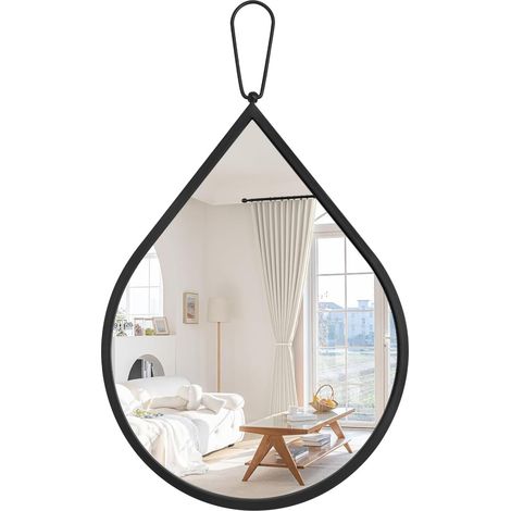 Miroir mural avec cadre en métal épais, miroir noir en forme de goutte à suspendre, miroirs décoratifs modernes pour salle de bain, salon, entrée, couloir, petit (1/5)