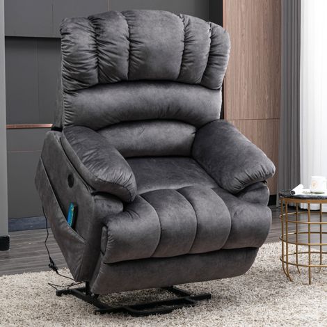 Electric Power Lift Recliner Chair Sofa with Massage and Heat for Elderly, 2 Side Pockets, USB Ports, Grey (1/5)