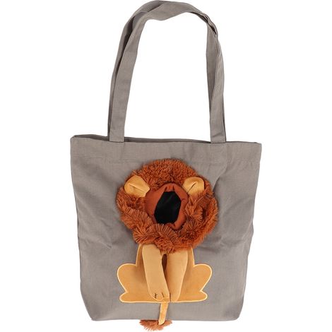 Sac de transport pour animaux en toile, forme mignonne de lion, grande capacité, portable pour extérieur, type 5. (1/5)