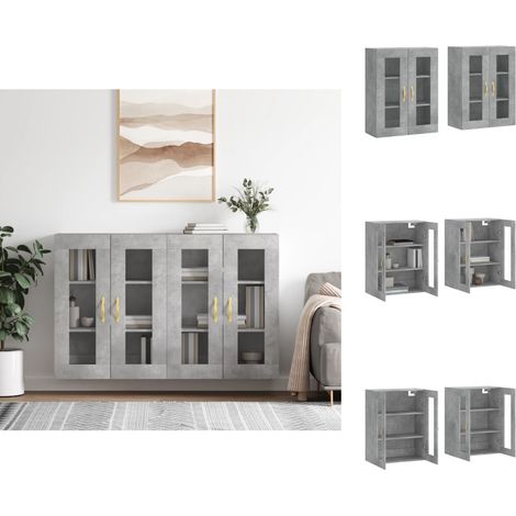 Sideboards - Living Wandschränke 2 Stk. Betongrau Holzwerkstoff (1/5)