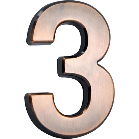 Nummer MagicHome "3" Hausnummer, mit Klebeband, Bronze, beschreibend, 70x100 mm, ABS