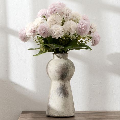 Vase à fleurs rustique en céramique – 20 cm – bohème pour décoration d'intérieur, vase en terre cuite pour salon, table, étagère, décoration de cheminée, ferme – Marron naturel (1/5)