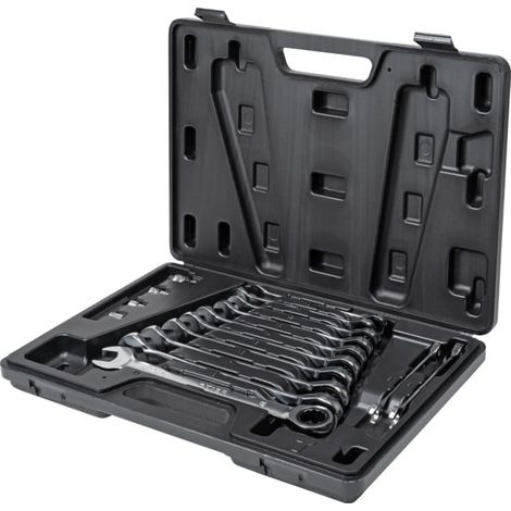 Jeu de 16 clés plates à cliquet STIER KraftSpezial, ouv. 8 - 19 mm, en coffret plastique (1/5)