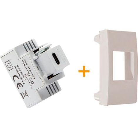 Fanton caricatore 1 USB-C 3A Ricarica rapida 18W da incasso Compatibile ABB Mylos Bianco - 82901